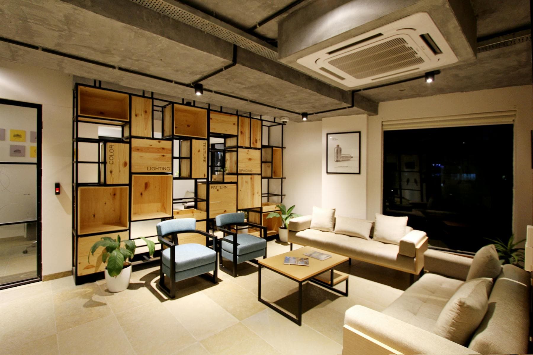 Living room with ductless air conditioning